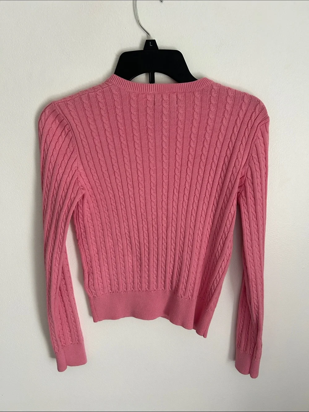 Ralph Lauren Pink Cable-Knit Button Cardigan